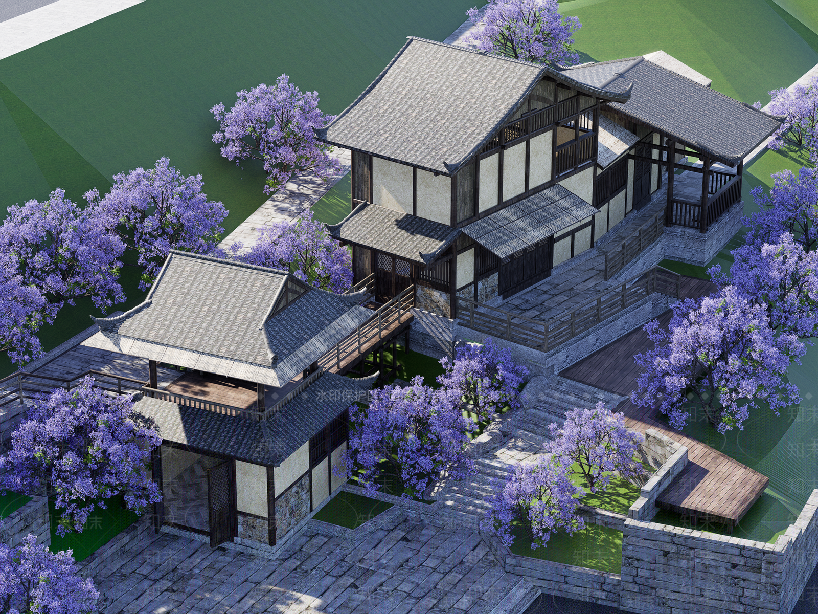 中式乡村民房SU模型下载【ID:1190168596】