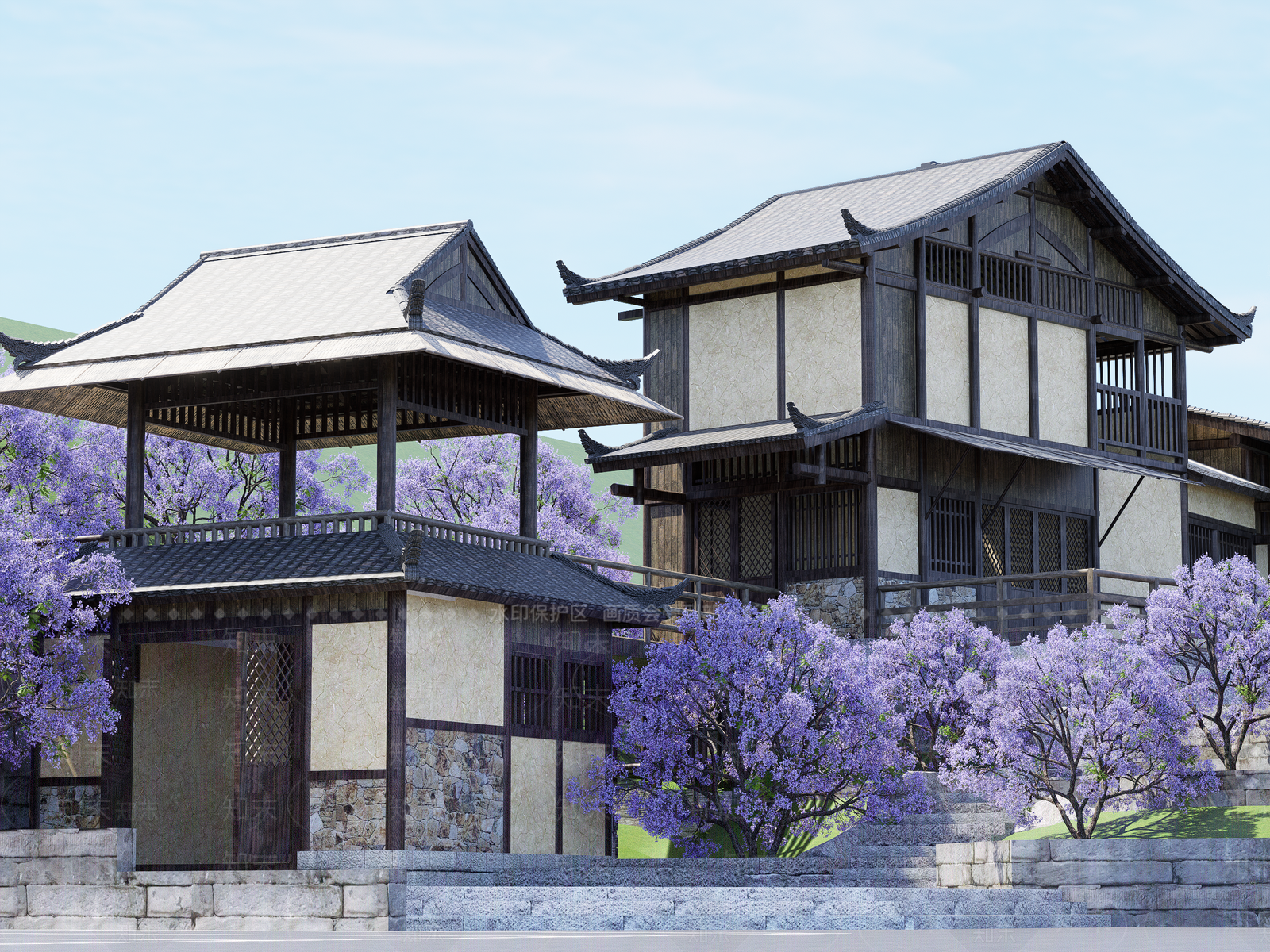 中式乡村民房SU模型下载【ID:1190168596】