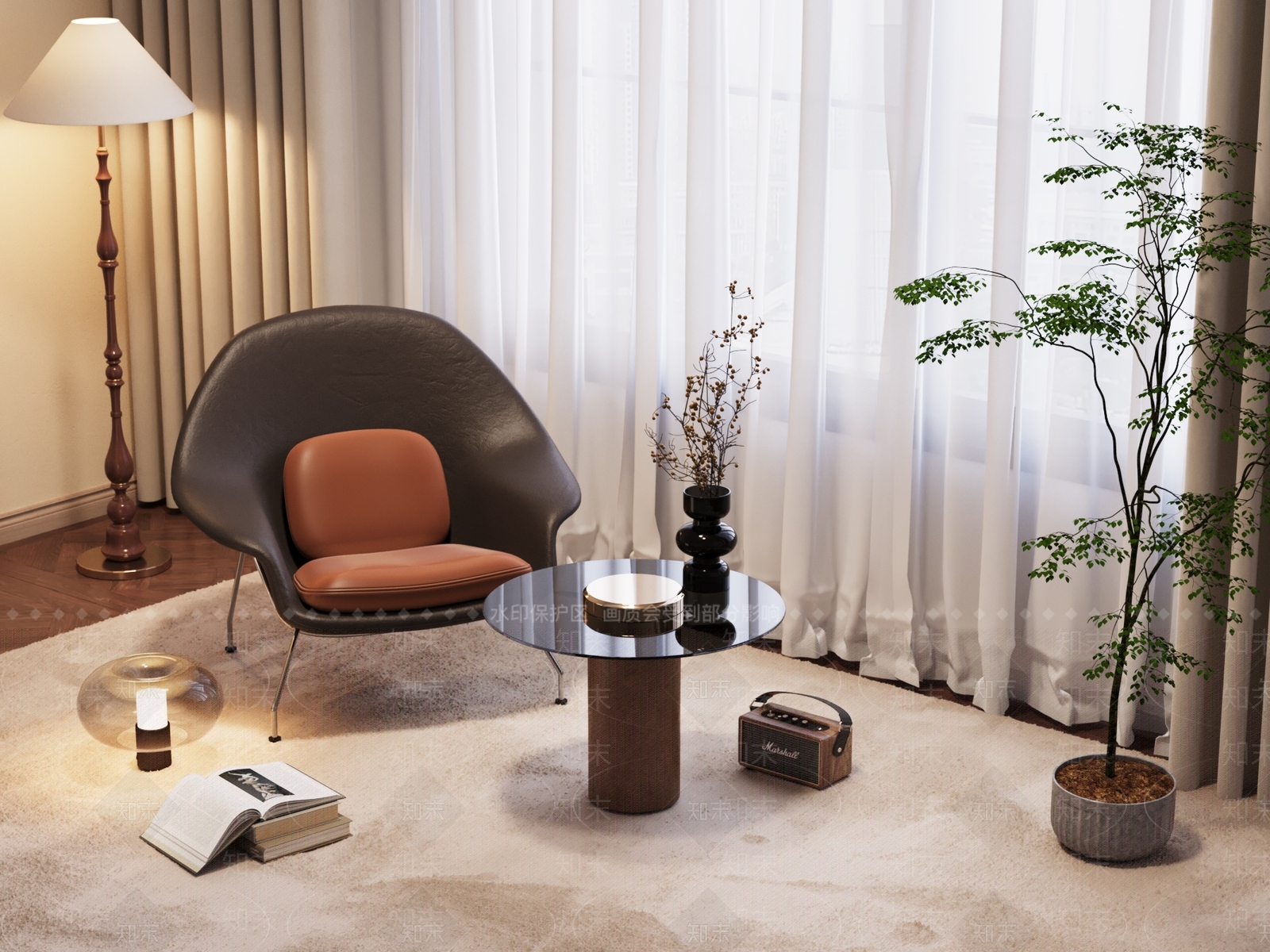 现代极简单人沙发3D模型下载【ID:1190172400】