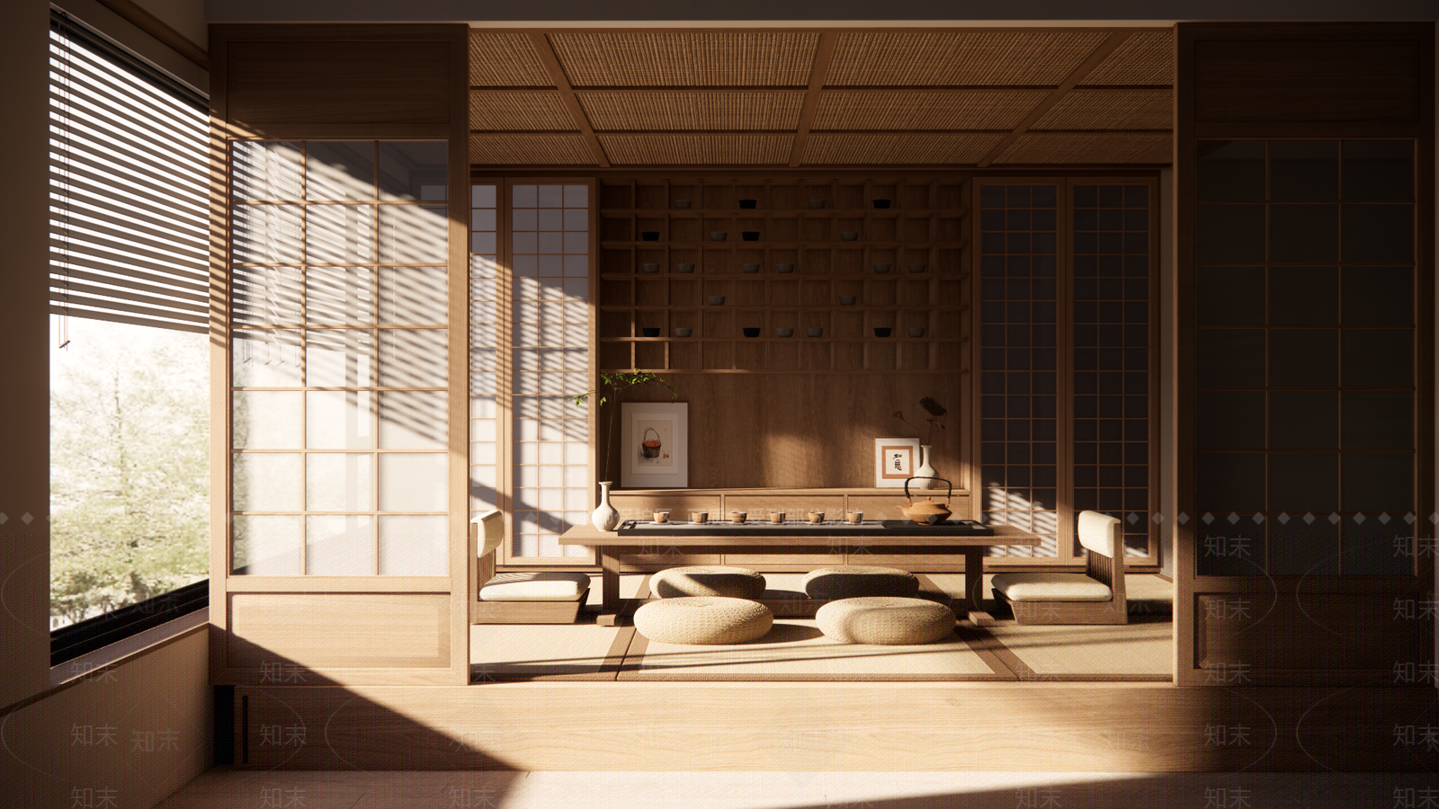 日式轻奢茶室SU模型下载【ID:1190169482】