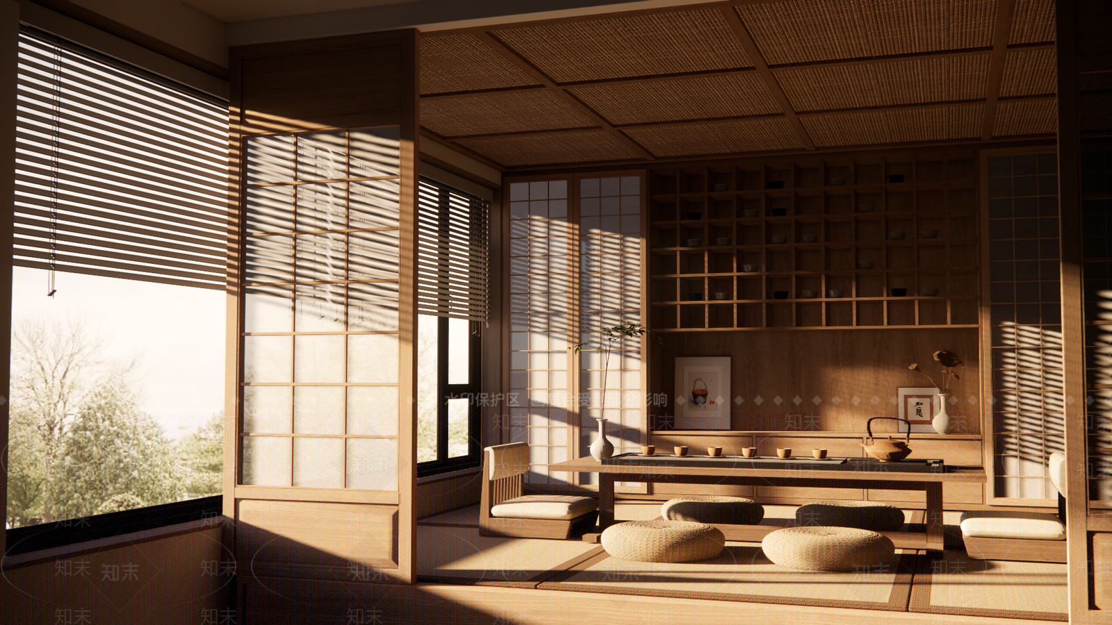 日式轻奢茶室SU模型下载【ID:1190169482】
