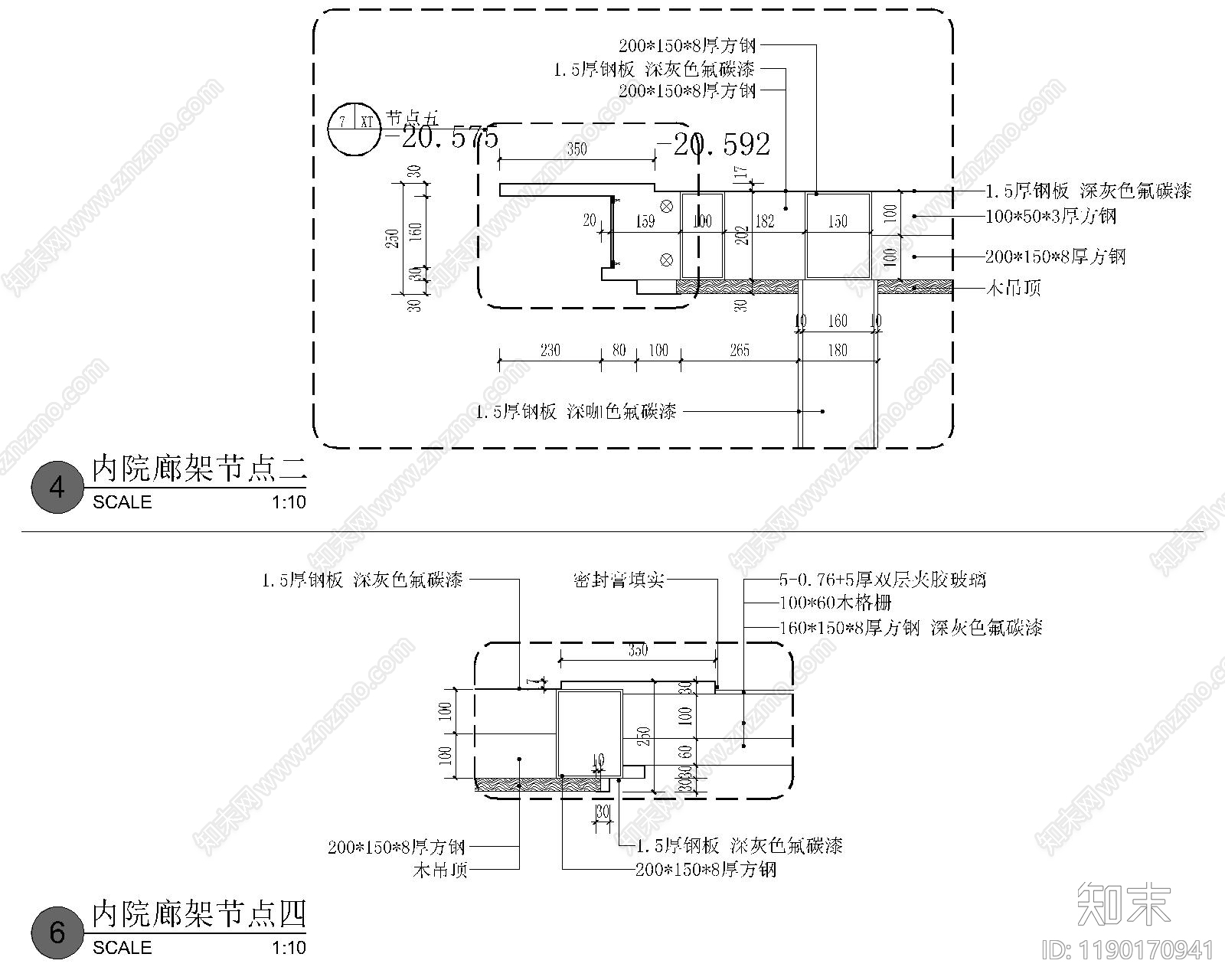 现代廊架cad施工图下载【ID:1190170941】