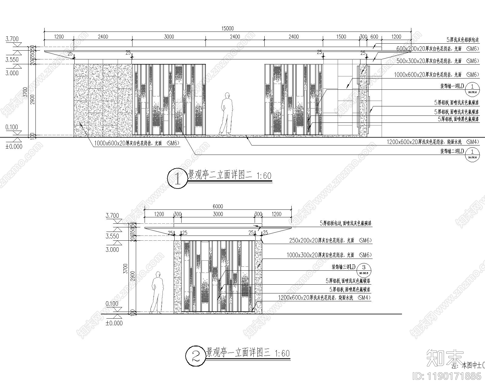 现代廊架cad施工图下载【ID:1190171886】