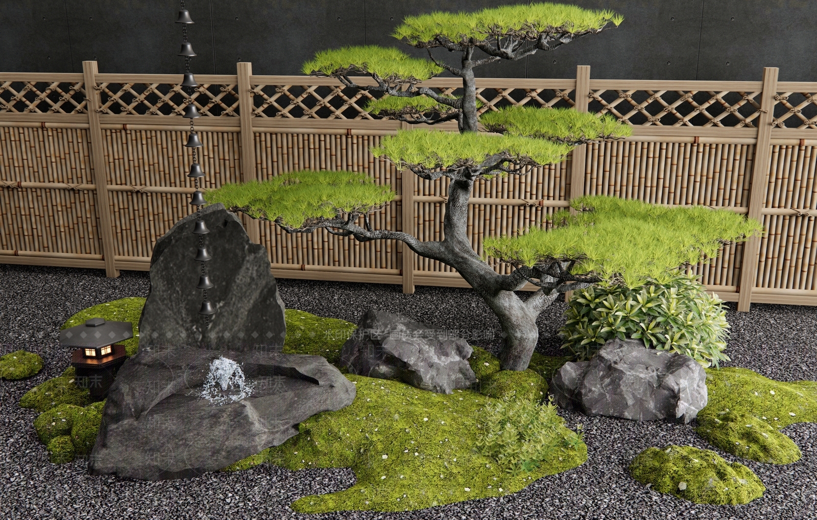 日式新中式假山水景3D模型下载【ID:1190173003】