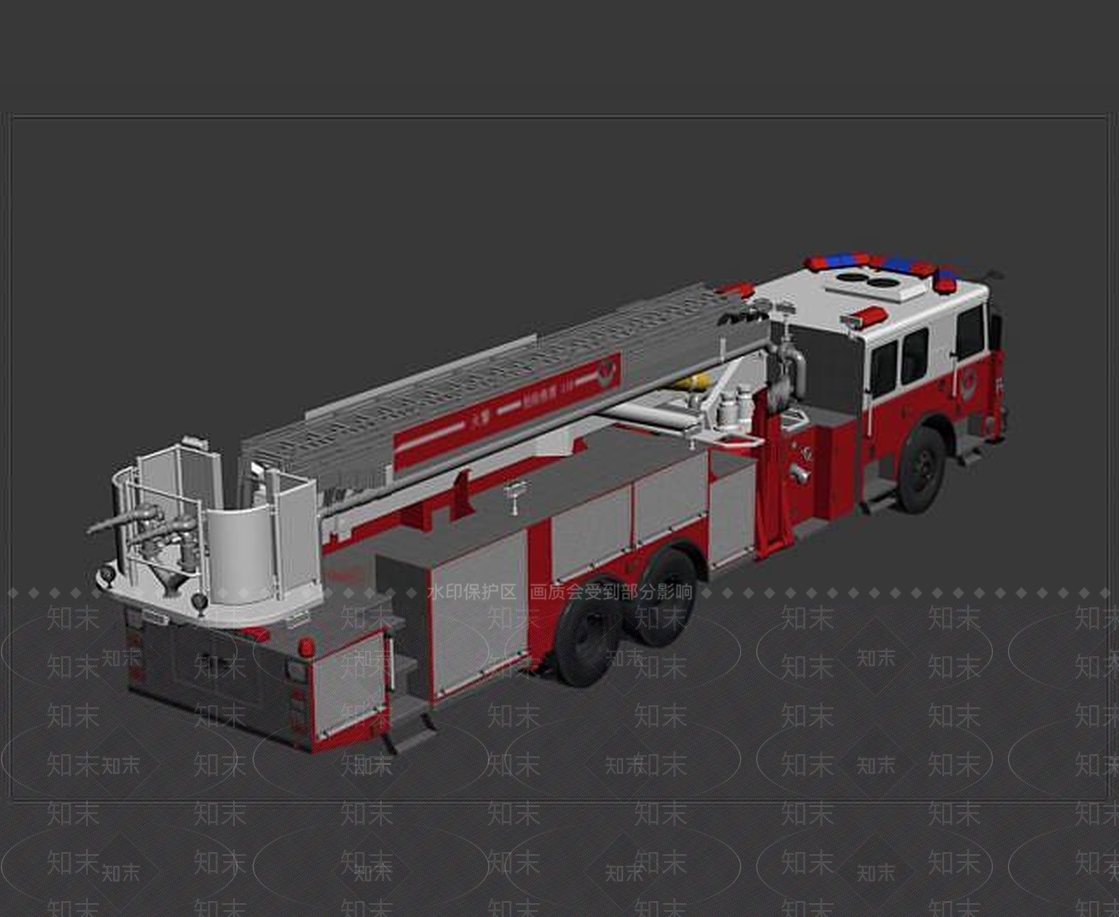 现代高喷车消防车3D模型下载【ID:1190174305】