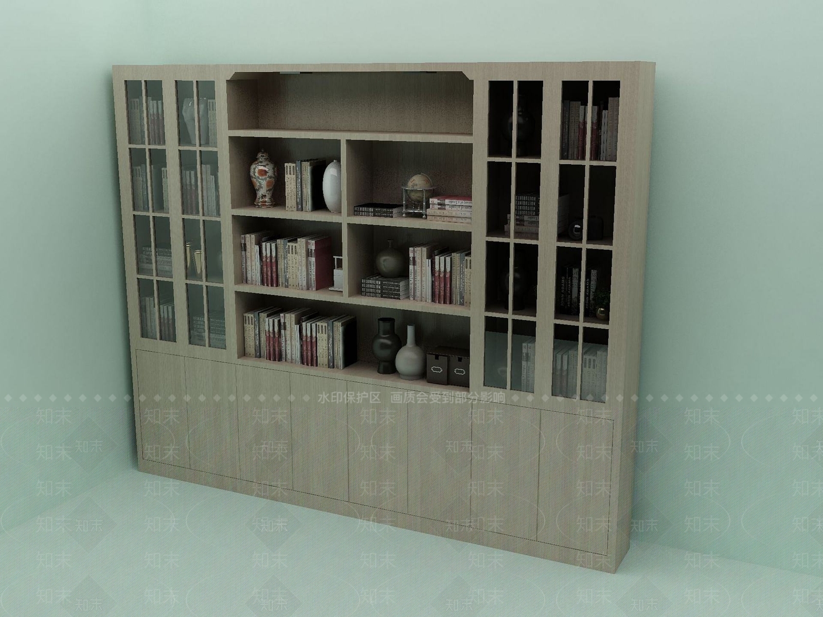 现代书柜3D模型下载【ID:1190175308】