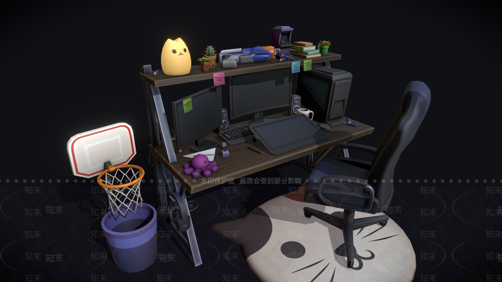 现代办公桌椅3D模型下载【ID:1190178812】