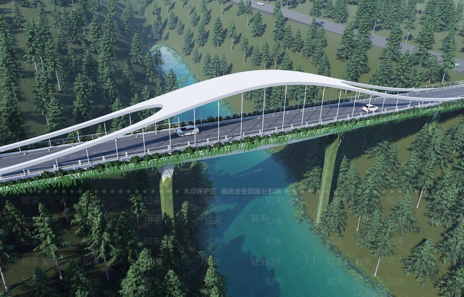 现代景观桥SU模型下载【ID:1190179407】
