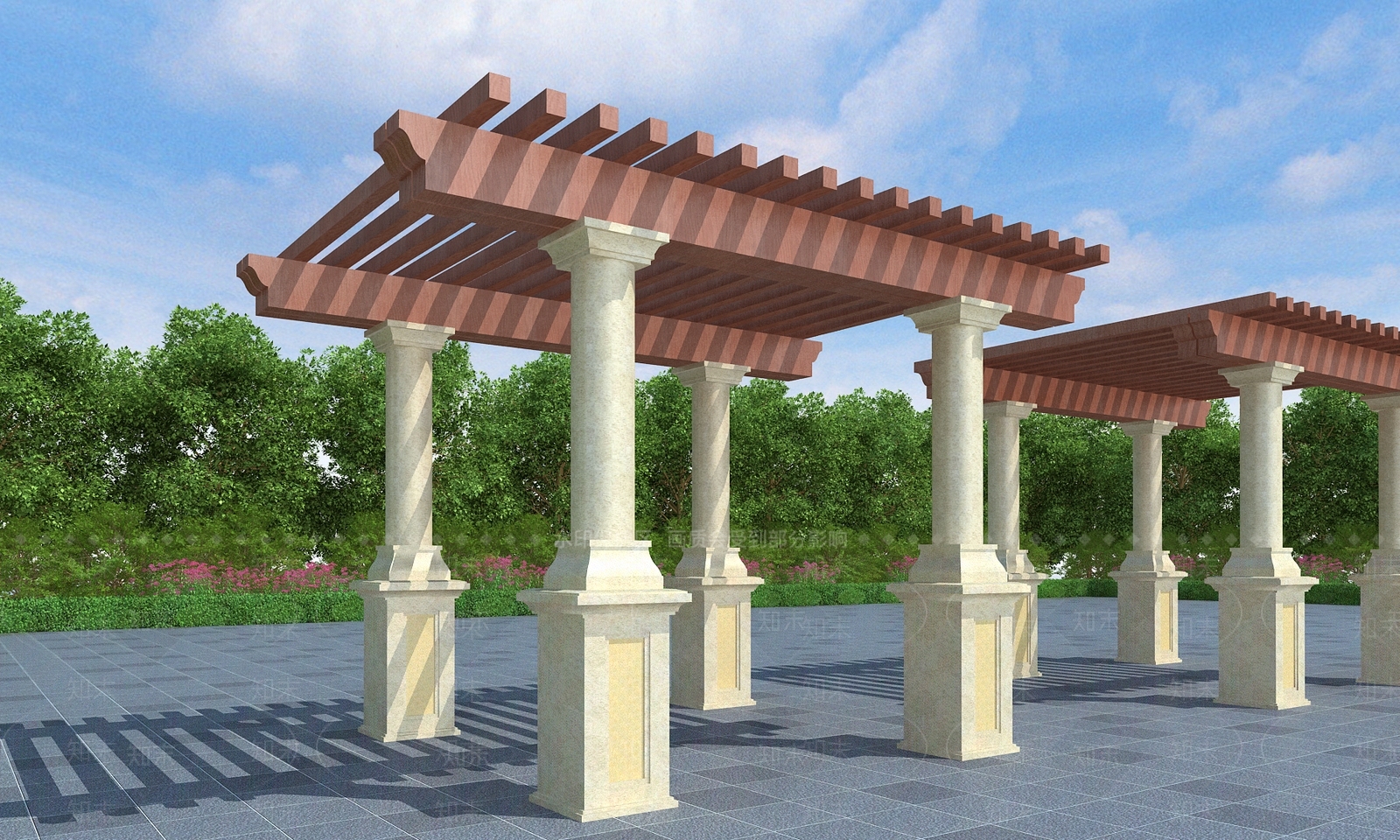 法式欧式廊架3D模型下载【ID:1190187434】