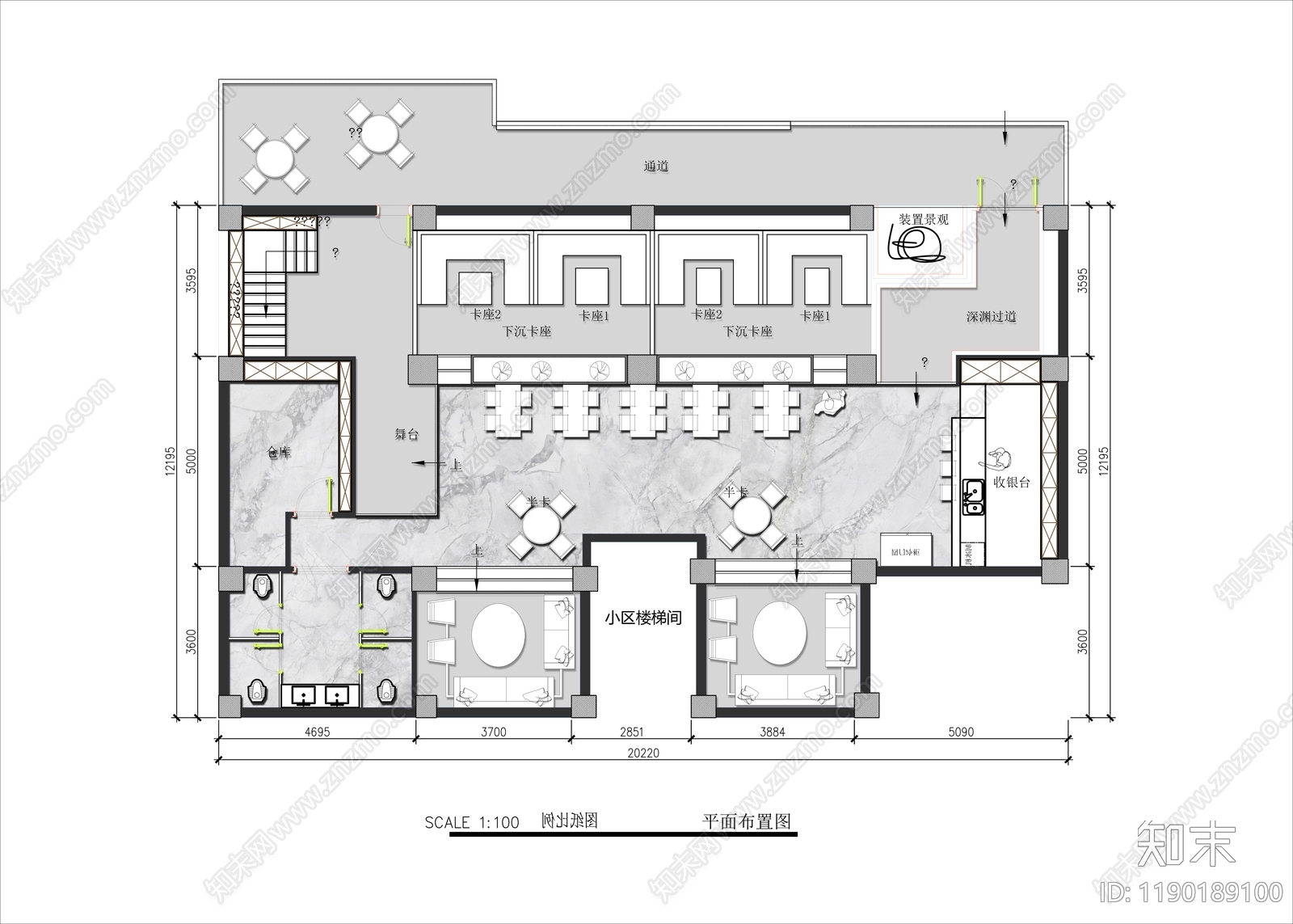 现代酒吧cad施工图下载【ID:1190189100】