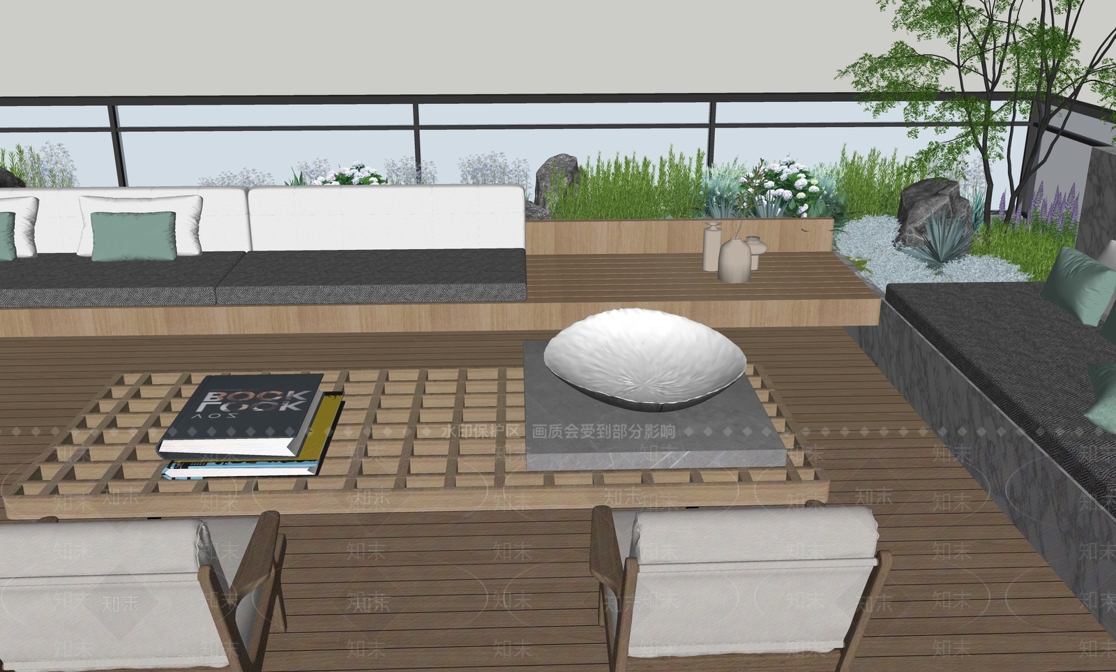 现代极简屋顶花园SU模型下载【ID:1190190224】