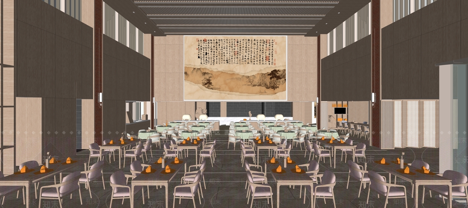 现代食堂SU模型下载【ID:1190191682】