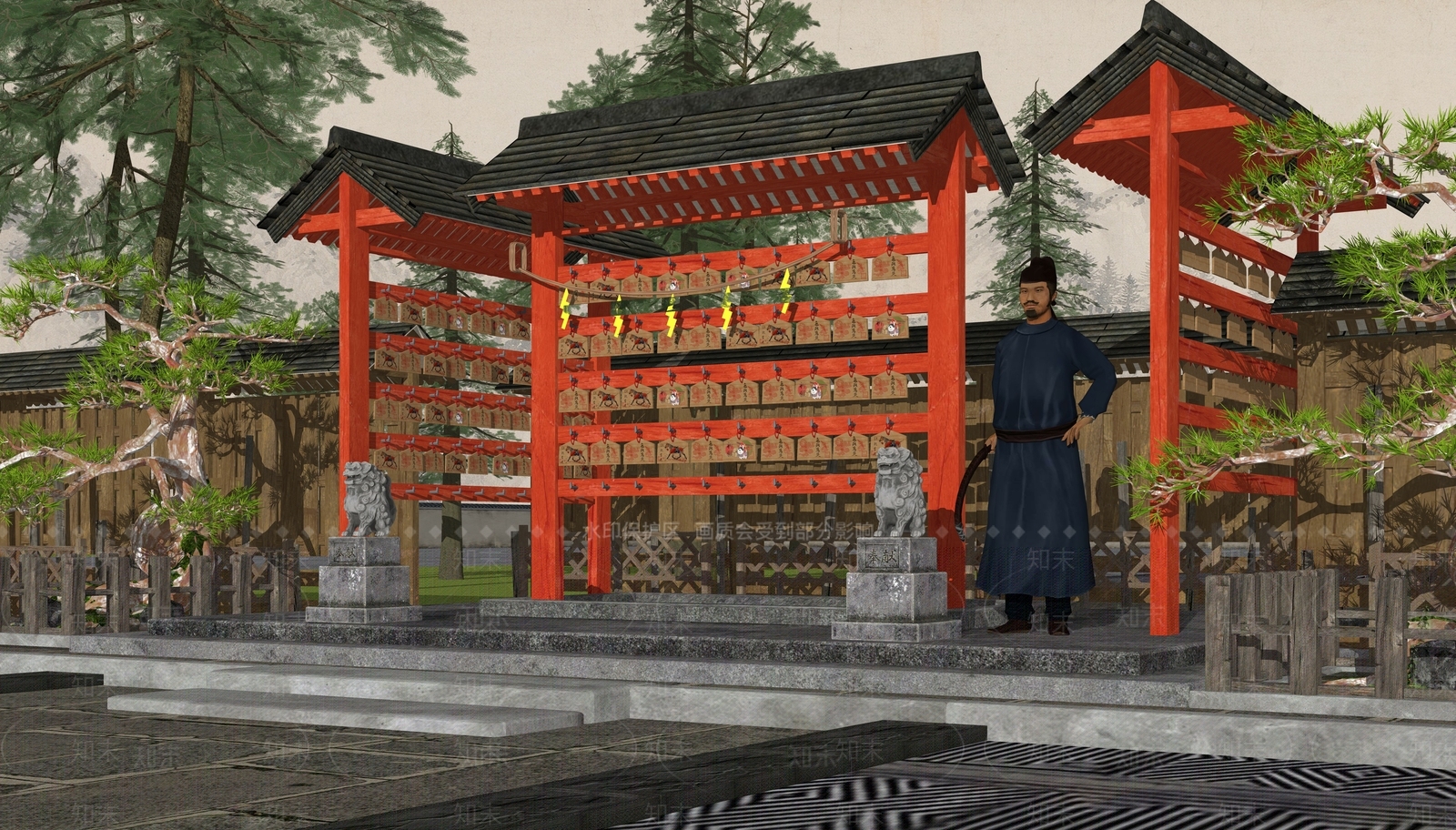 中式古建筑SU模型草图