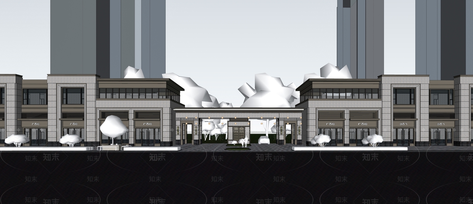 现代简欧商业街SU模型下载【ID:1190197486】