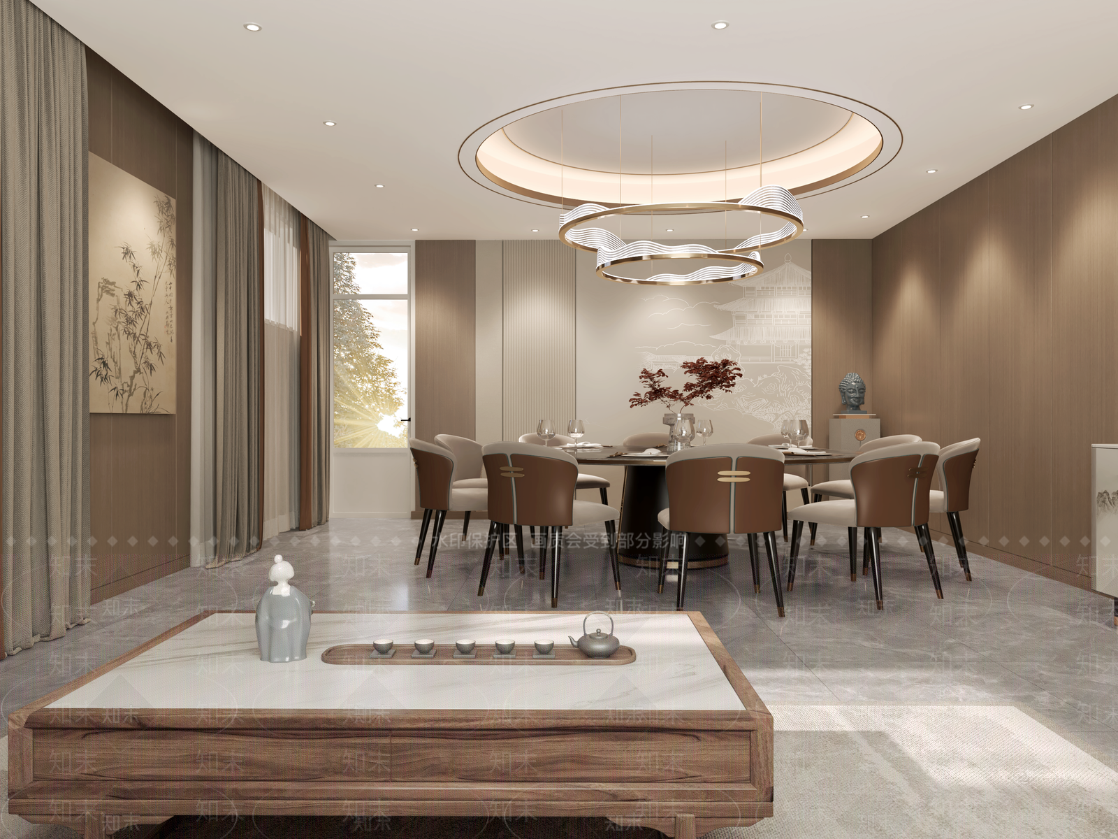 新中式中餐厅3D模型下载【ID:1190281542】