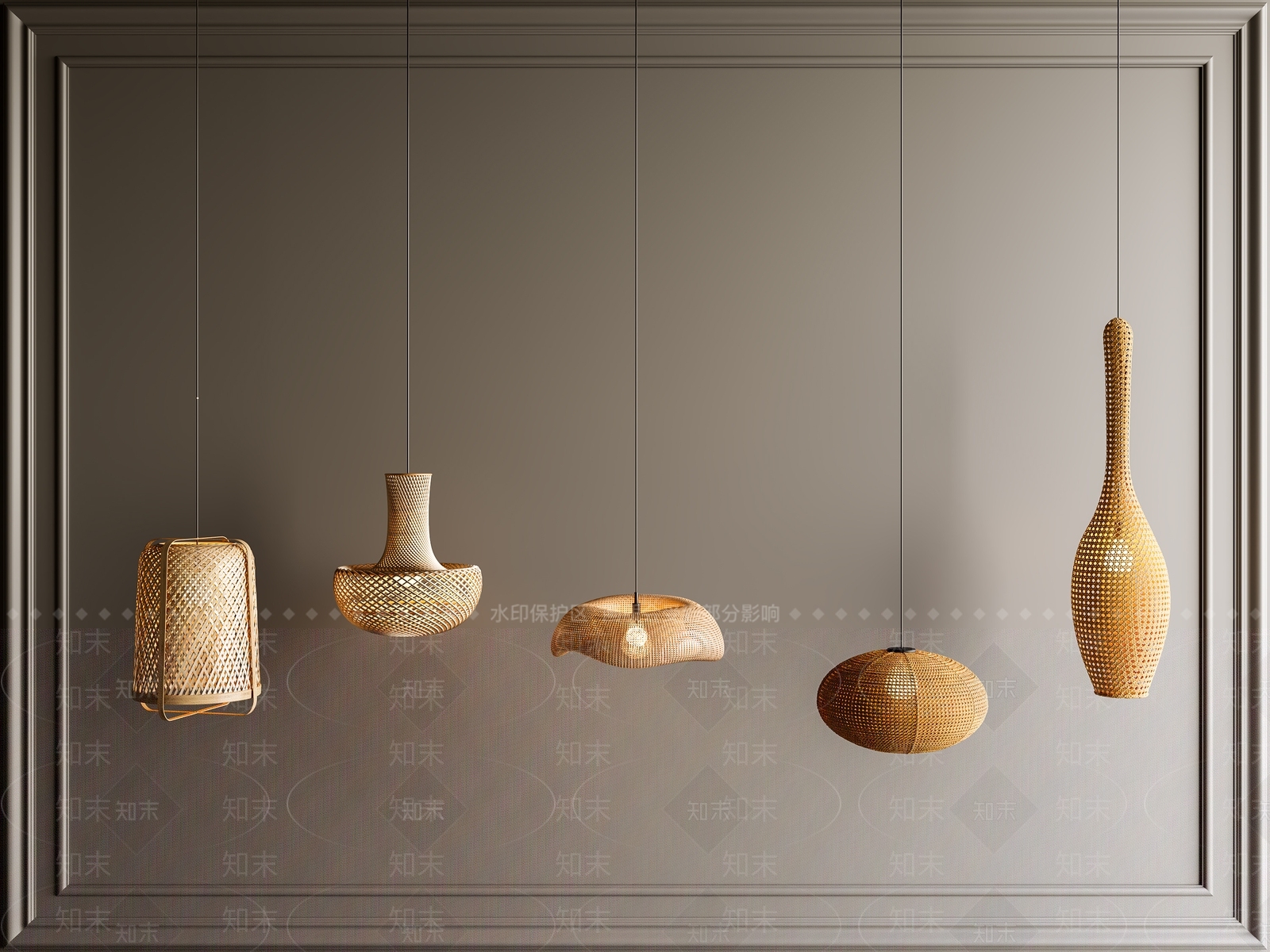 新中式侘寂吊灯3D模型下载【ID:1190215496】