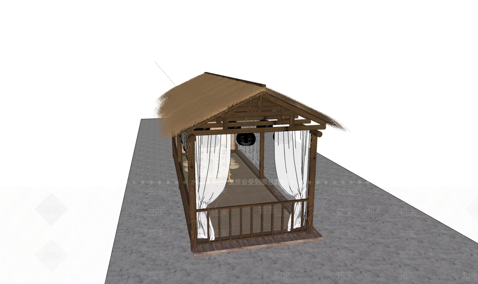 中式乡村公园SU模型下载【ID:1190218605】