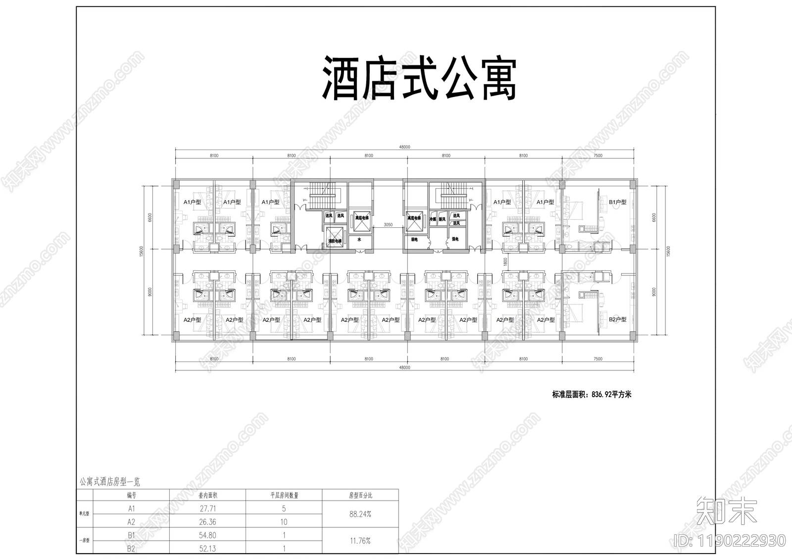 现代住宅楼建筑施工图下载【ID:1190222930】