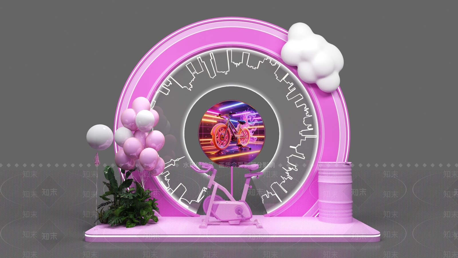 现代极简美陈3D模型下载【ID:1190222955】
