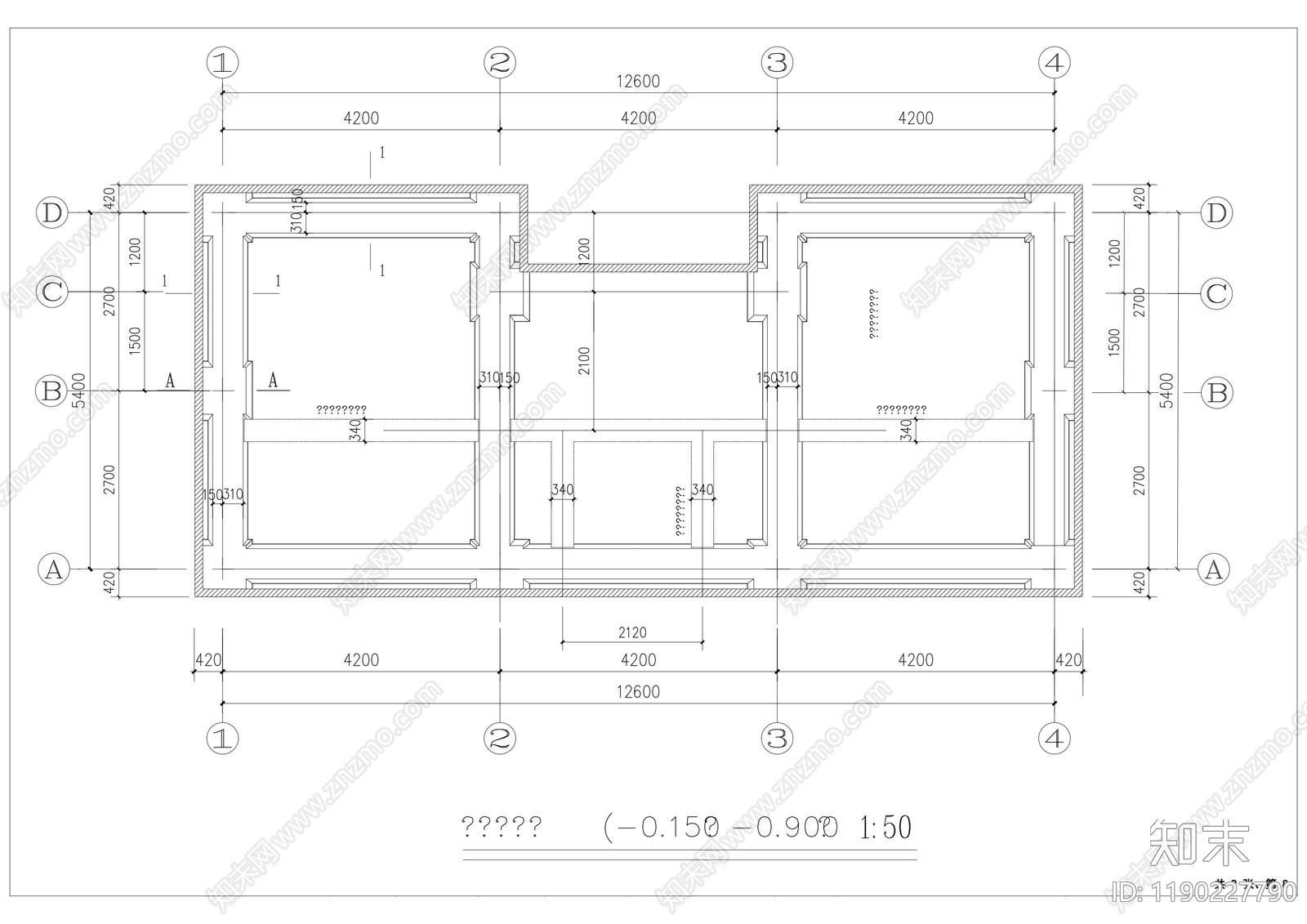 中式公厕cad施工图下载【ID:1190227790】