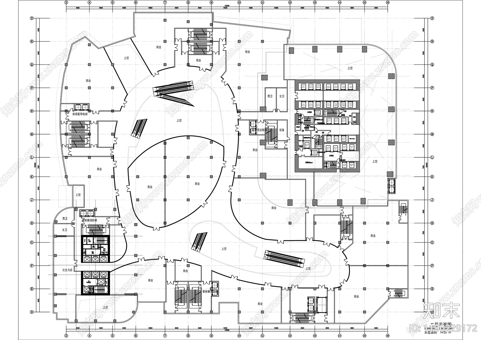 现代办公楼建筑cad施工图下载【ID:1190229172】