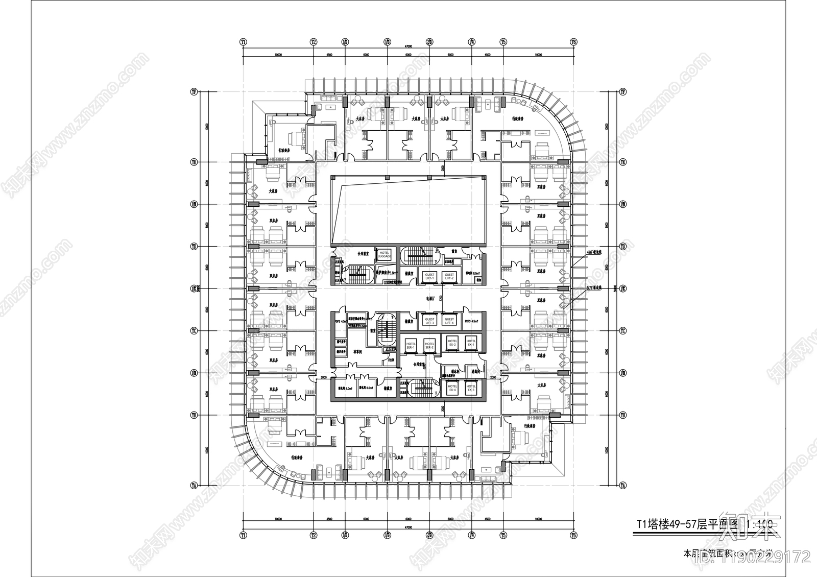 现代办公楼建筑cad施工图下载【ID:1190229172】