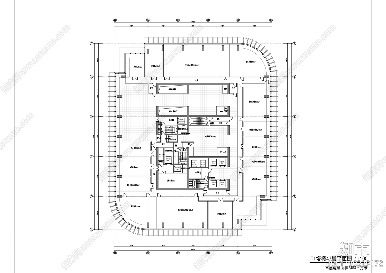 现代办公楼建筑cad施工图下载【ID:1190229172】