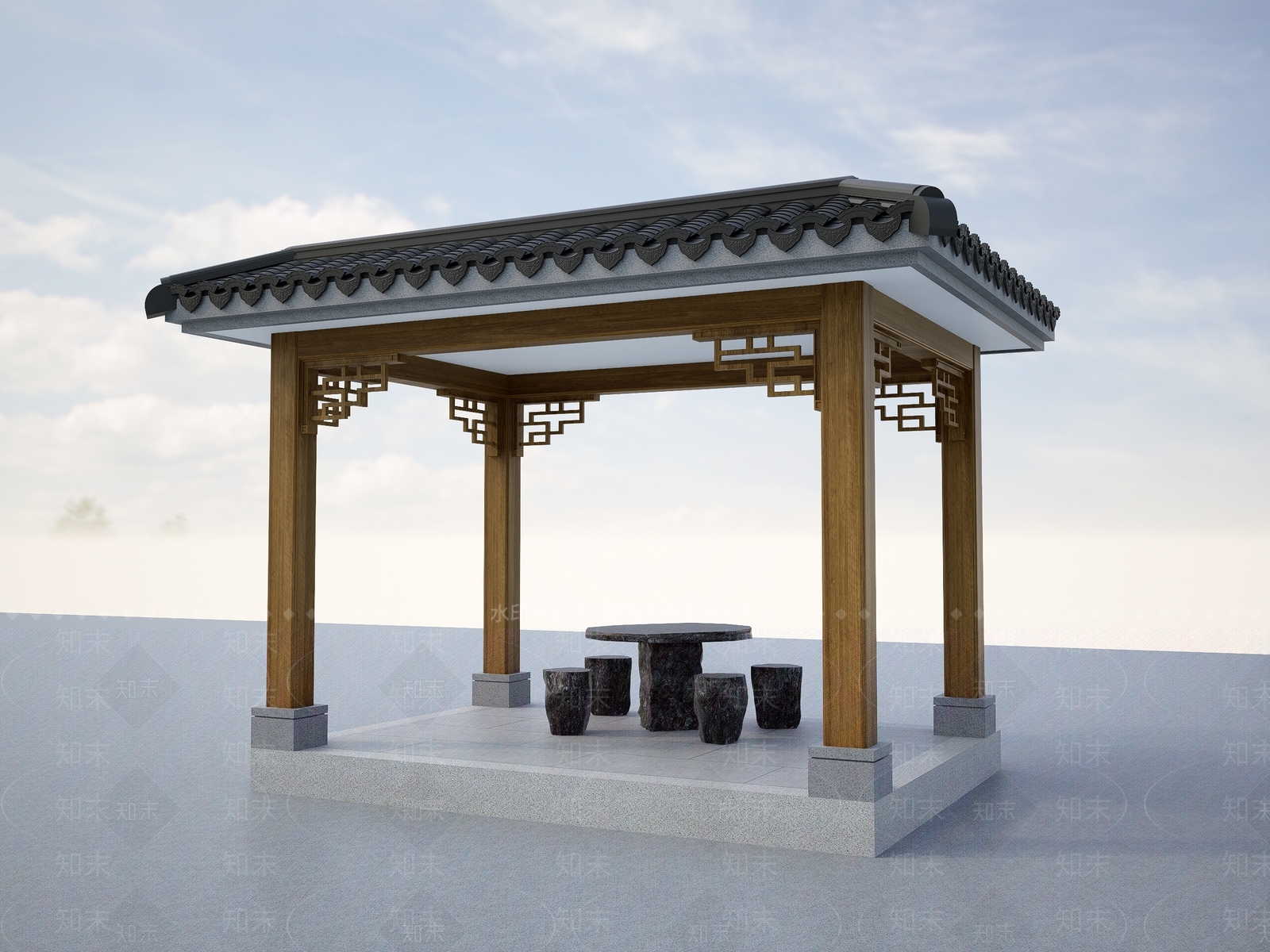中式新中式亭子SU模型下载【ID:1190231693】