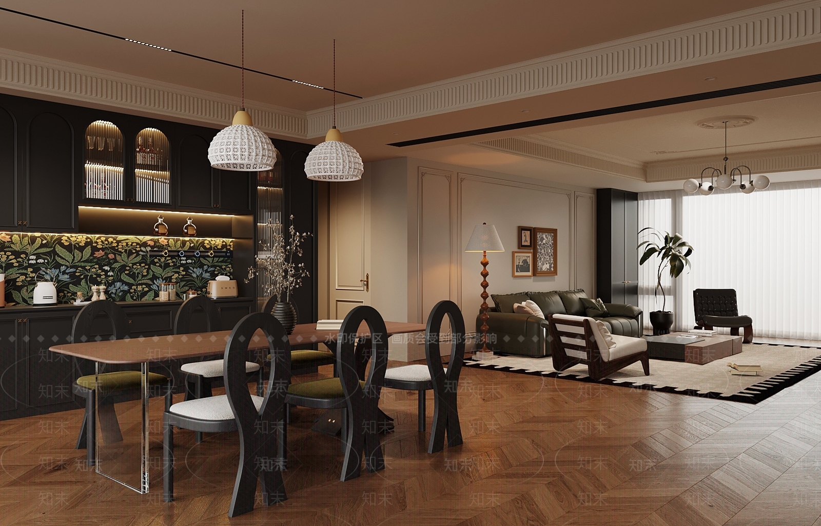 法式客餐厅3D模型下载【ID:1215083507】