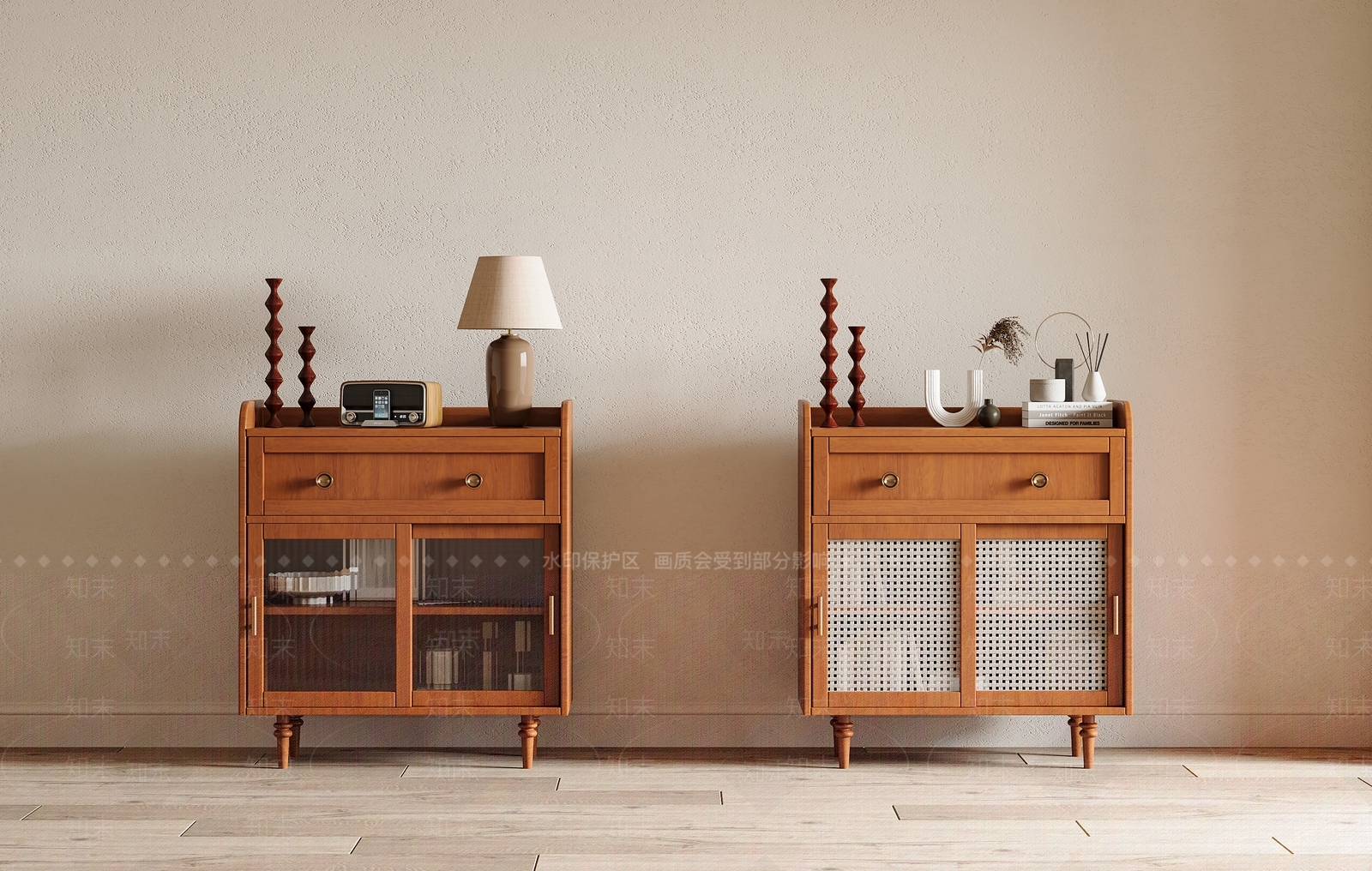 中古侘寂床头柜SU模型下载【ID:1190235211】