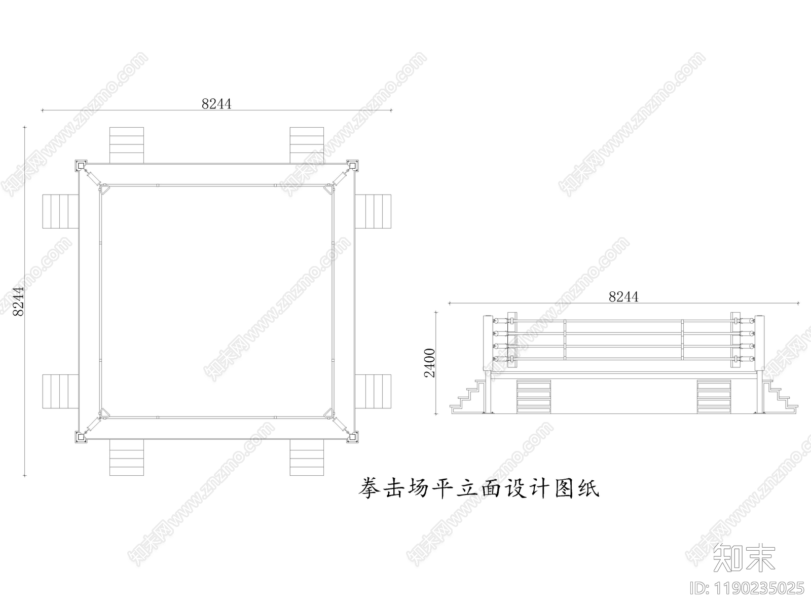 3套拳击馆武术馆搏击健身俱乐部CAD图纸cad施工图下载【ID:1190235025】