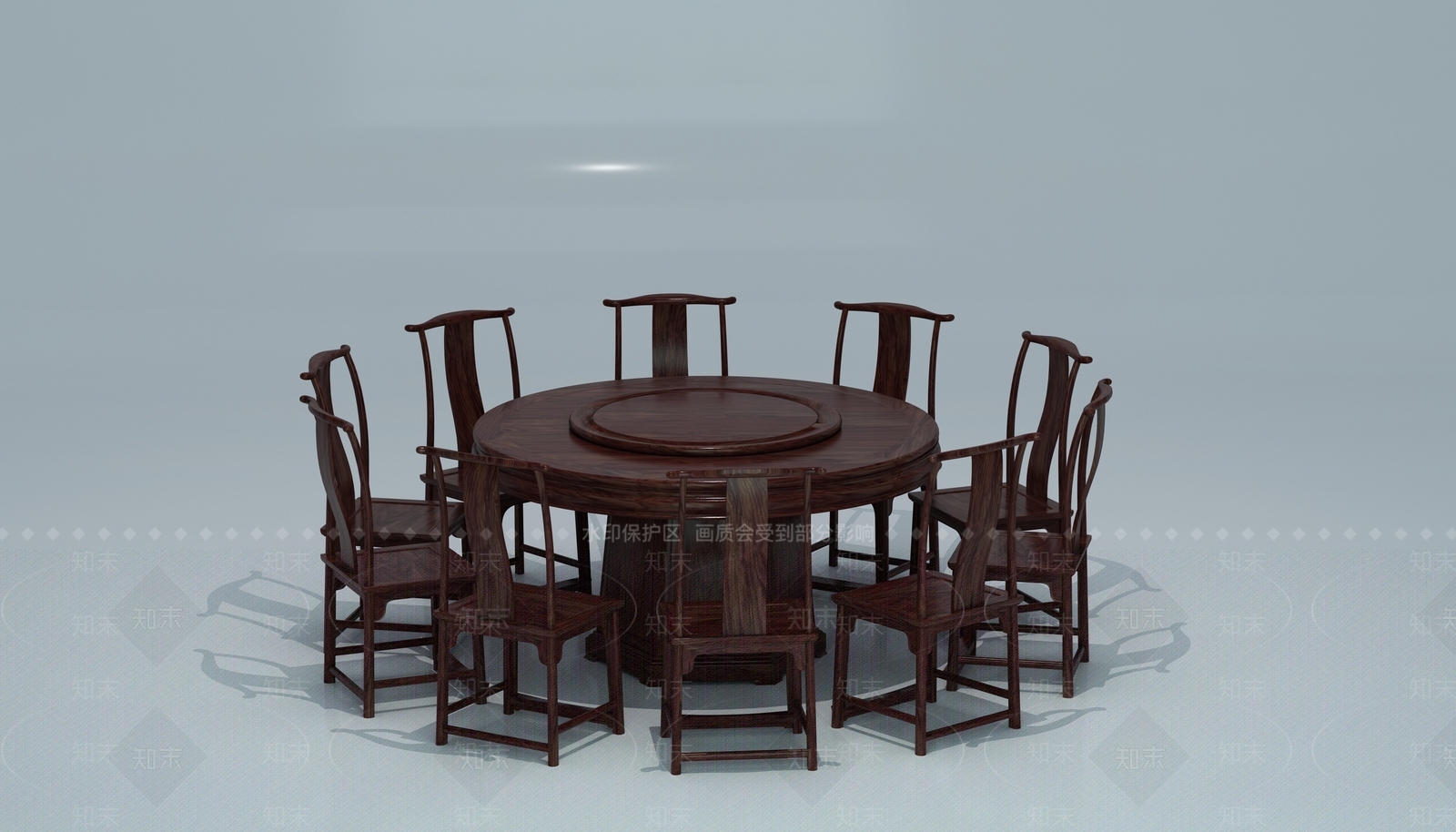 中式新中式餐桌椅3D模型下载【ID:1190237978】