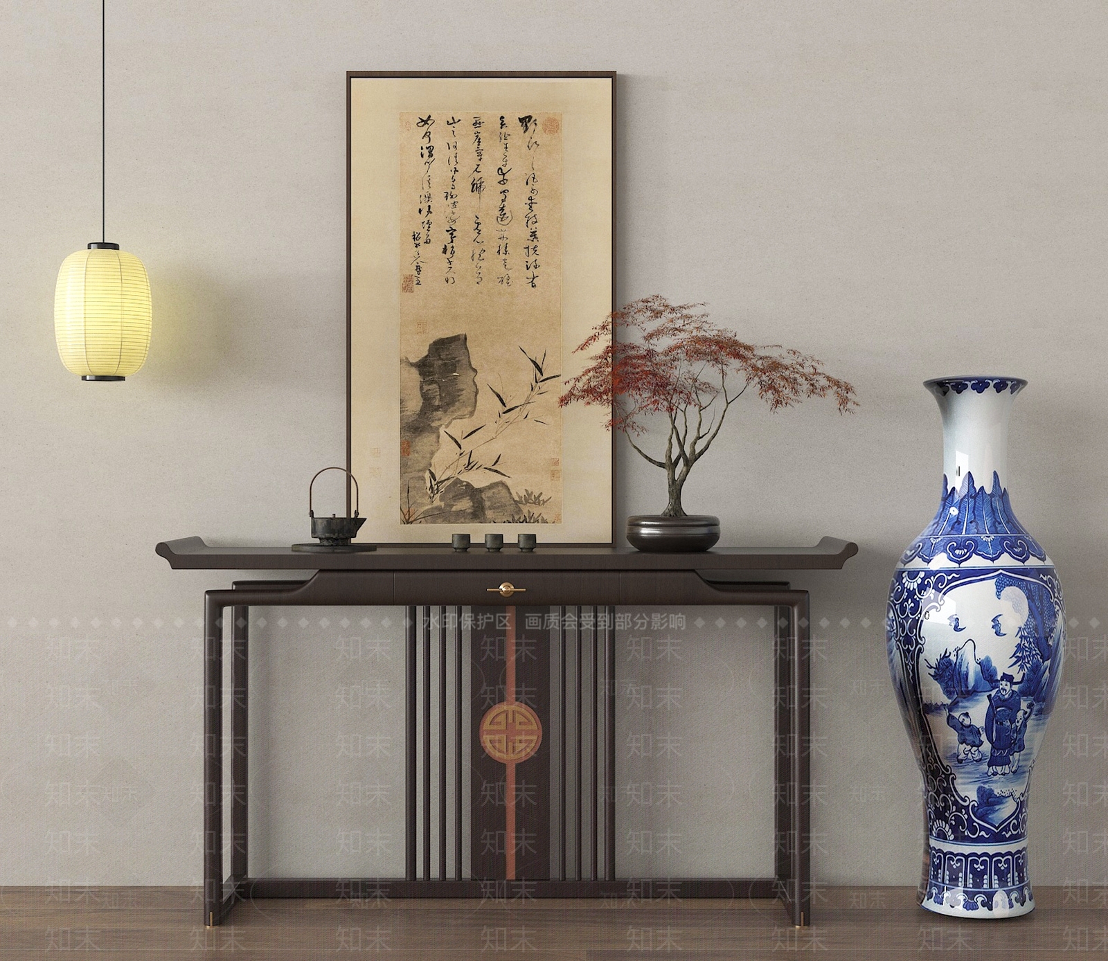 新中式条案3D模型下载【ID:1190238548】
