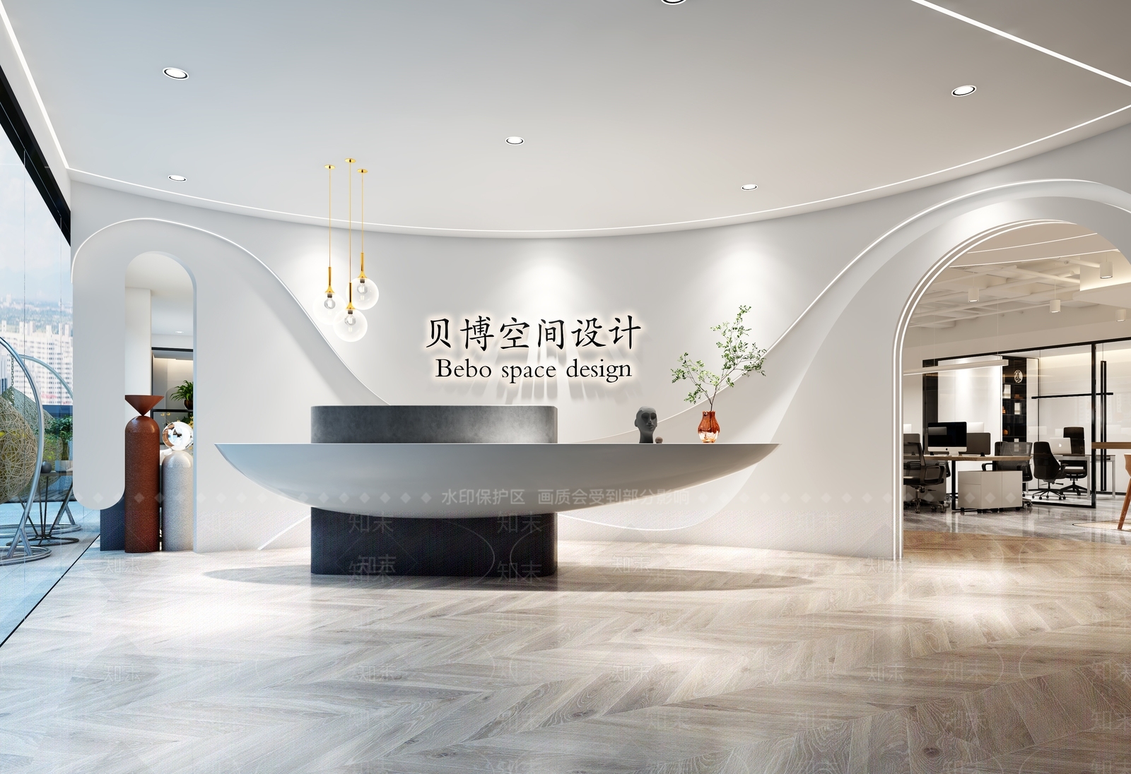 现代办公大厅3D模型下载【ID:1190241786】