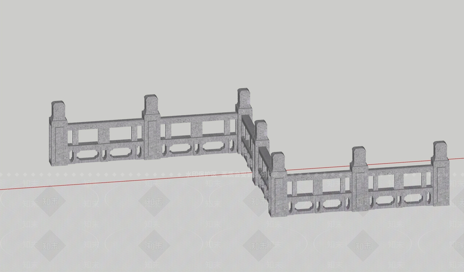 新中式围栏护栏SU模型下载【ID:1190246614】