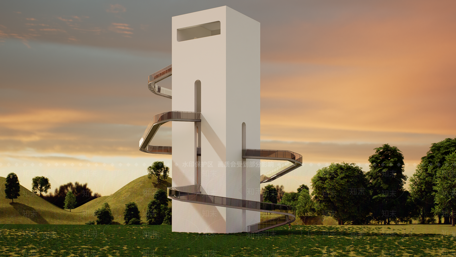 现代北欧塔楼SU模型下载【ID:1190244294】