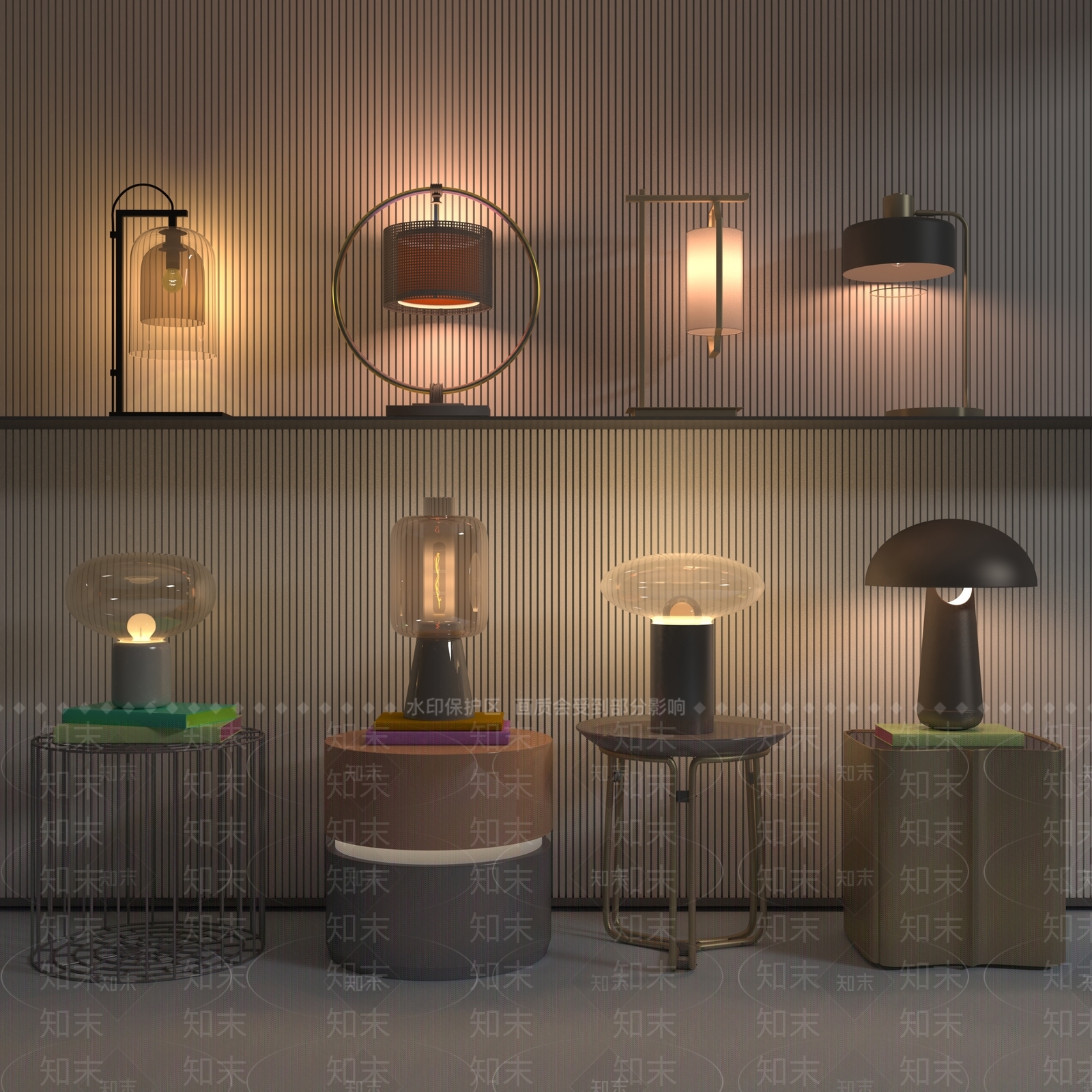 现代中式台灯3D模型下载【ID:1190249477】