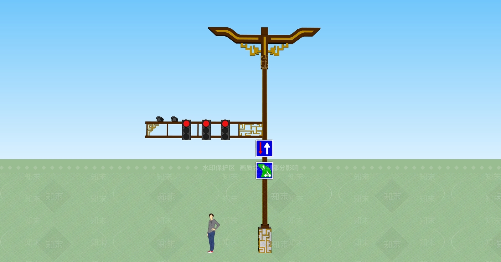 新中式中式路灯SU模型下载【ID:1190251559】