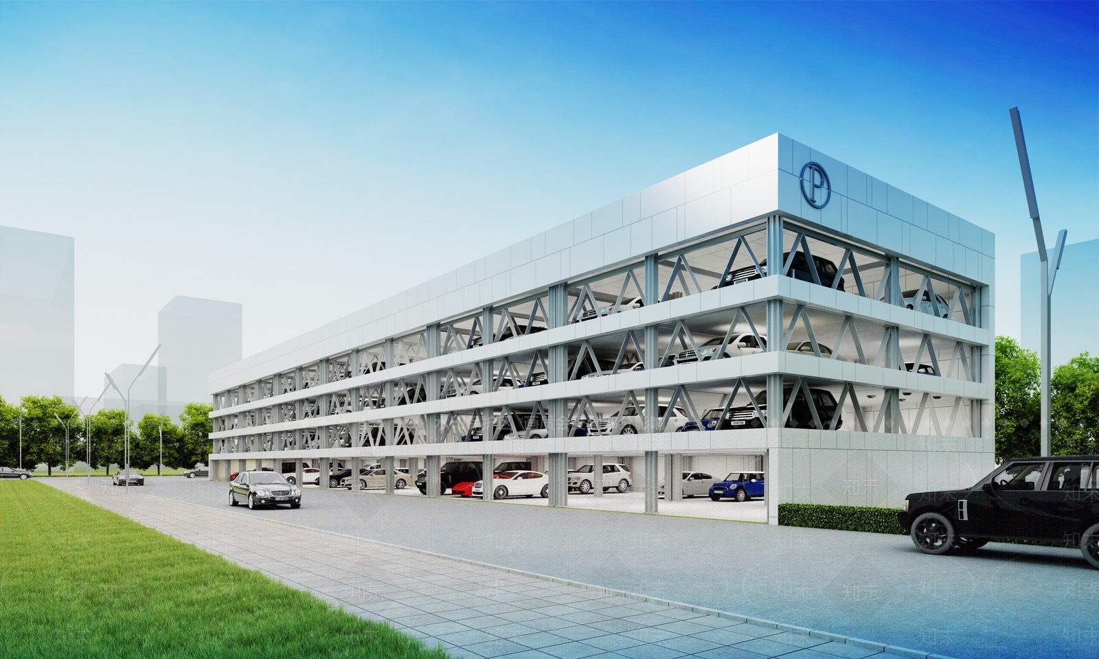 现代停车场SU模型下载【ID:1190256946】