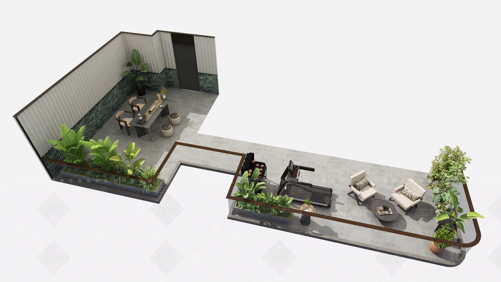 现代屋顶花园SU模型下载【ID:1190258258】