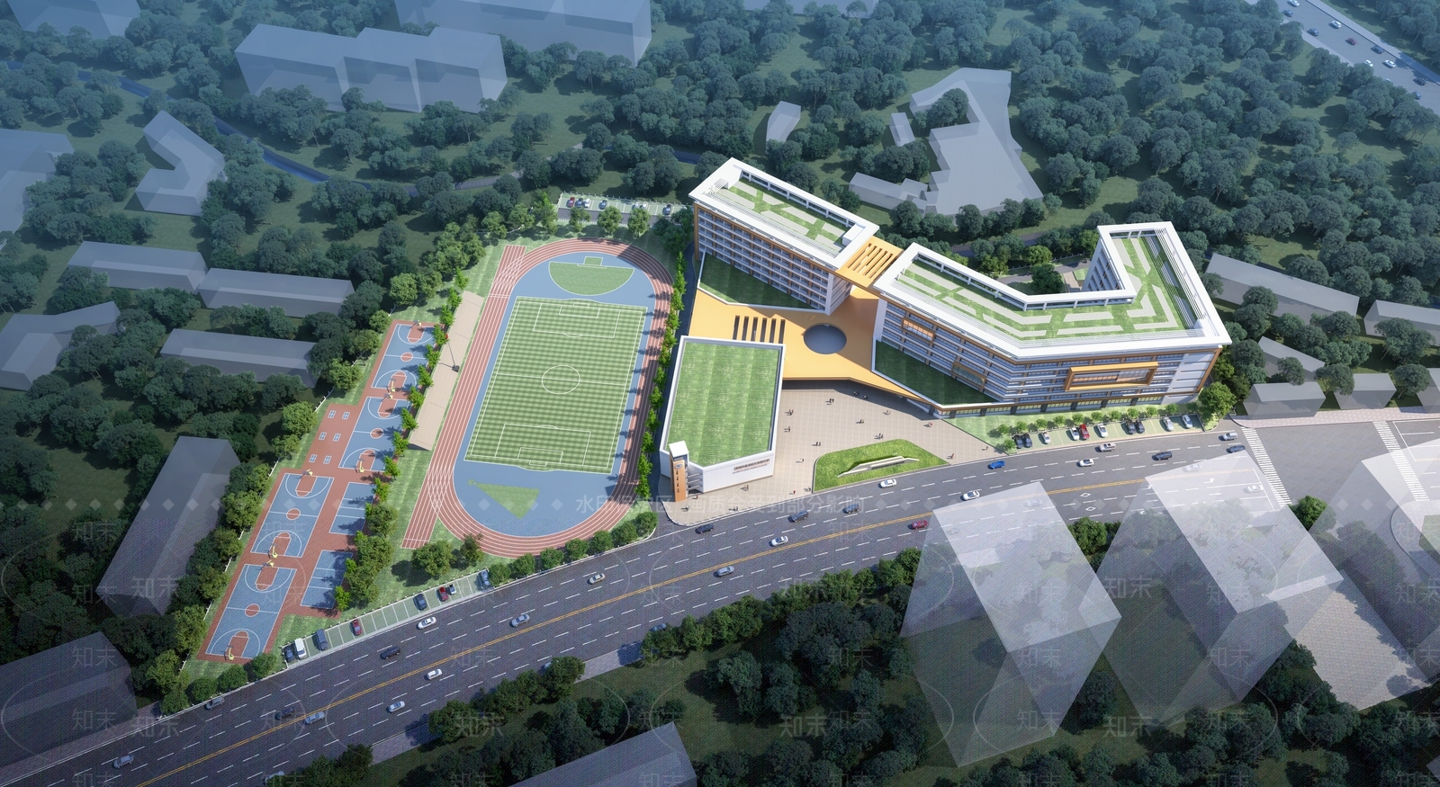 现代简约学校建筑SU模型下载【ID:1190260884】
