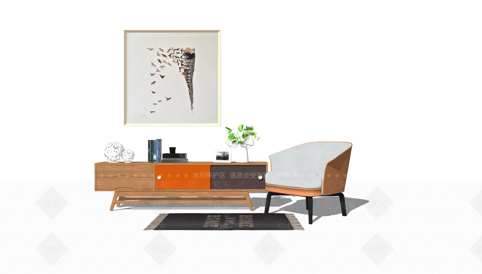 现代沙发组合SU模型下载【ID:1190262385】