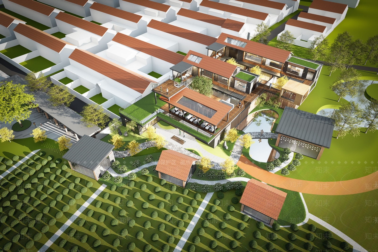 现代民宿建筑SU模型下载【ID:1190266921】