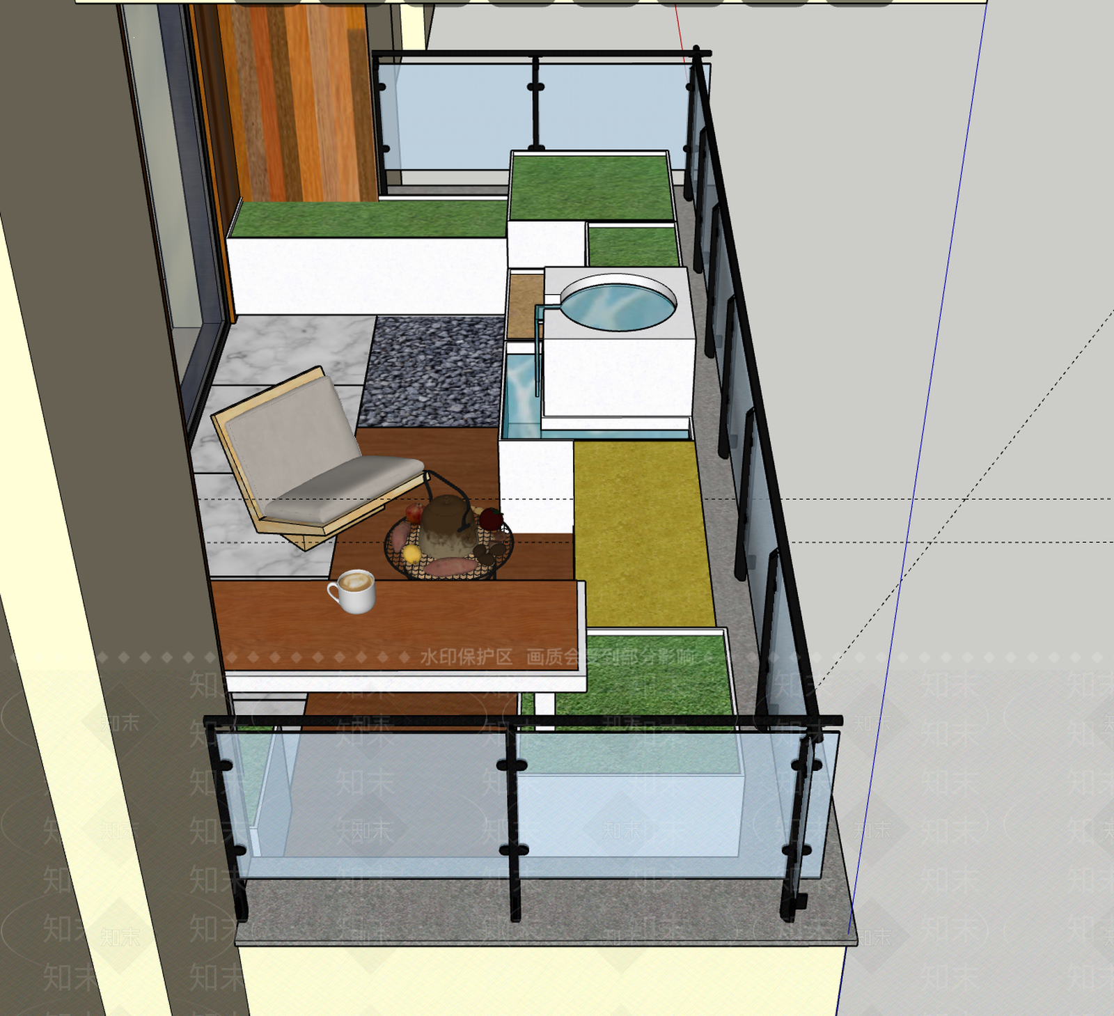 现代屋顶花园SU模型下载【ID:1190268768】