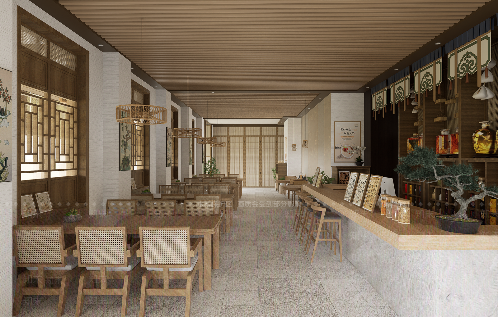 新中式中餐厅SU模型下载【ID:1190366618】