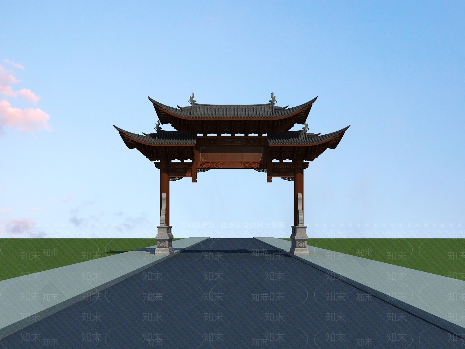 现代新中式古建3D模型下载【ID:1190272186】