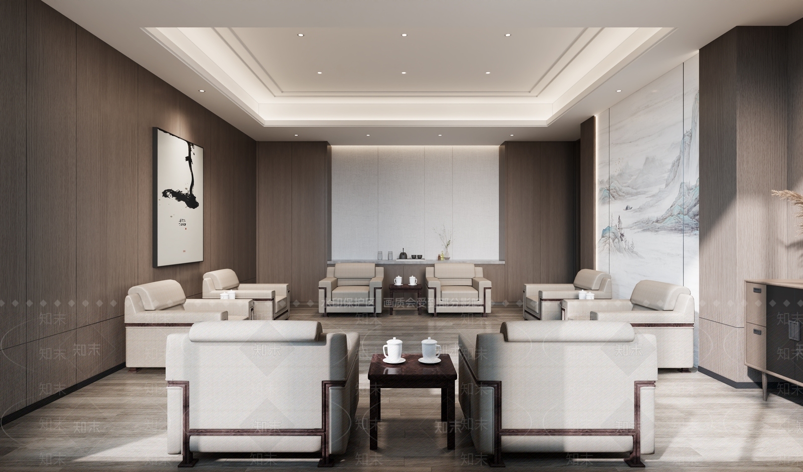 现代新中式接待室3D模型下载【ID:1190275214】