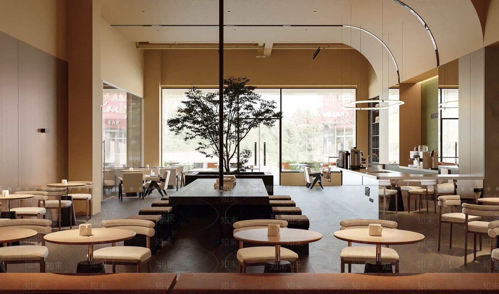 极简奶油咖啡厅3D模型下载【ID:1190274696】