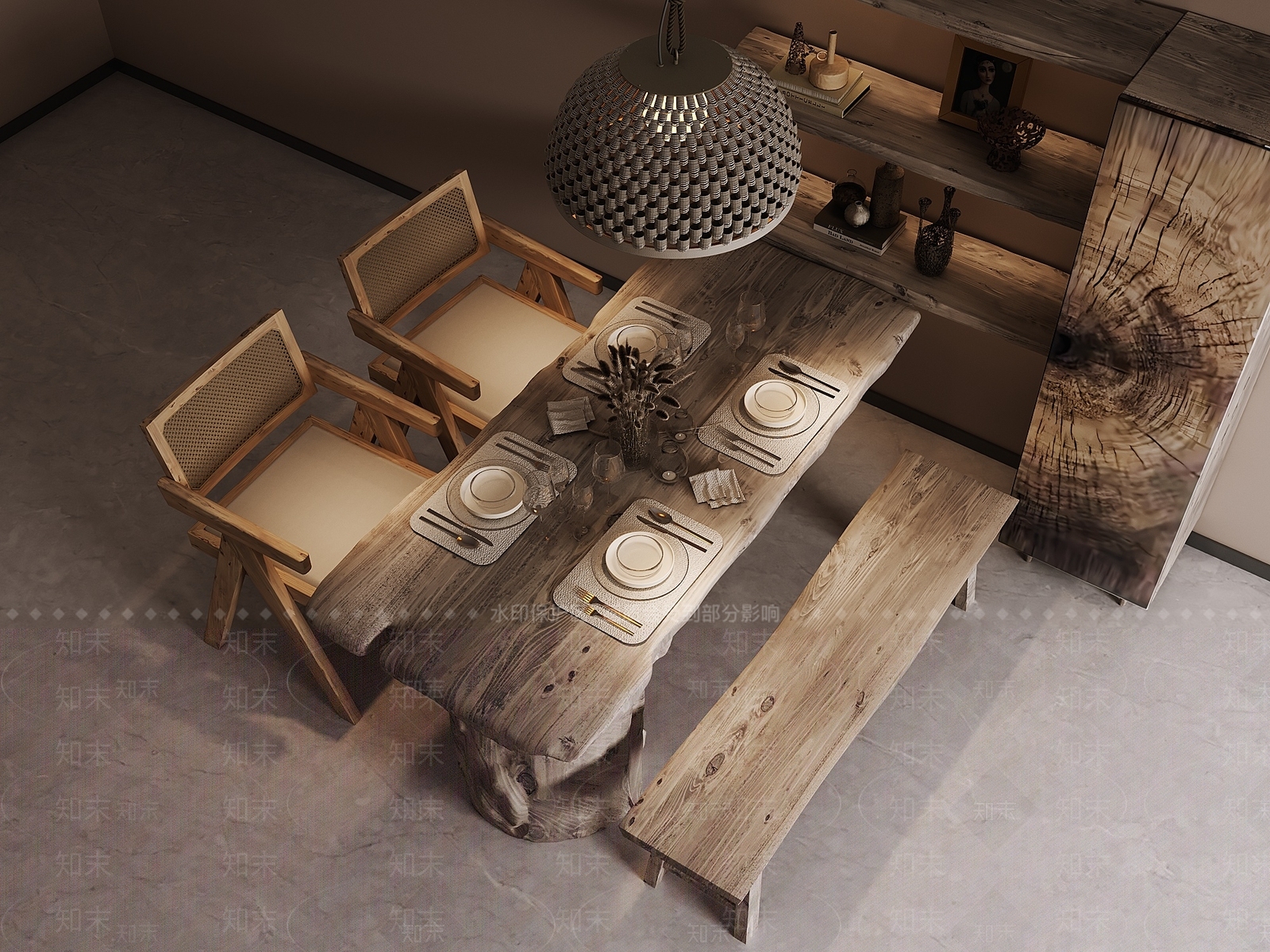 侘寂家居餐厅3D模型下载【ID:1190274754】