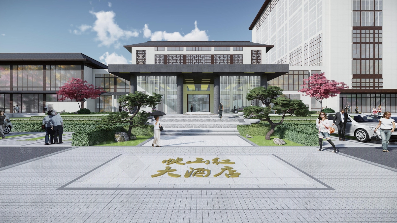 新中式现代商业景观SU模型下载【ID:1190275118】